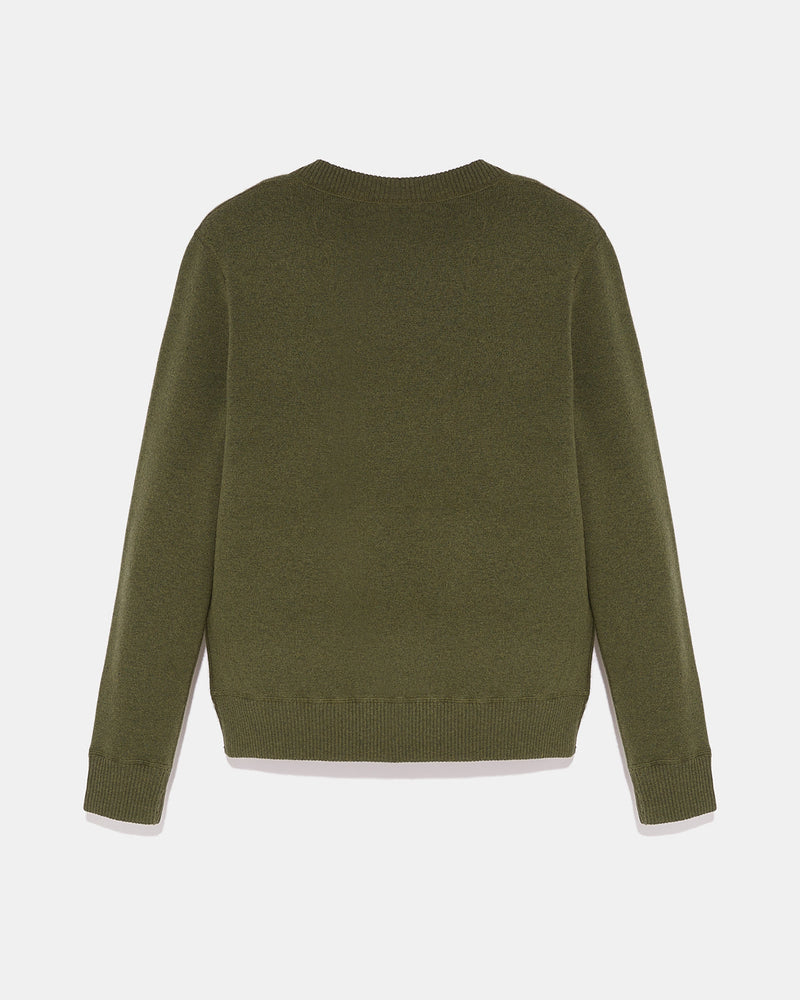 Pull crew neck en maille laine-cachemire réversible bicolore-Yves Salomon - Soldes d'hiver - Winter Sale
