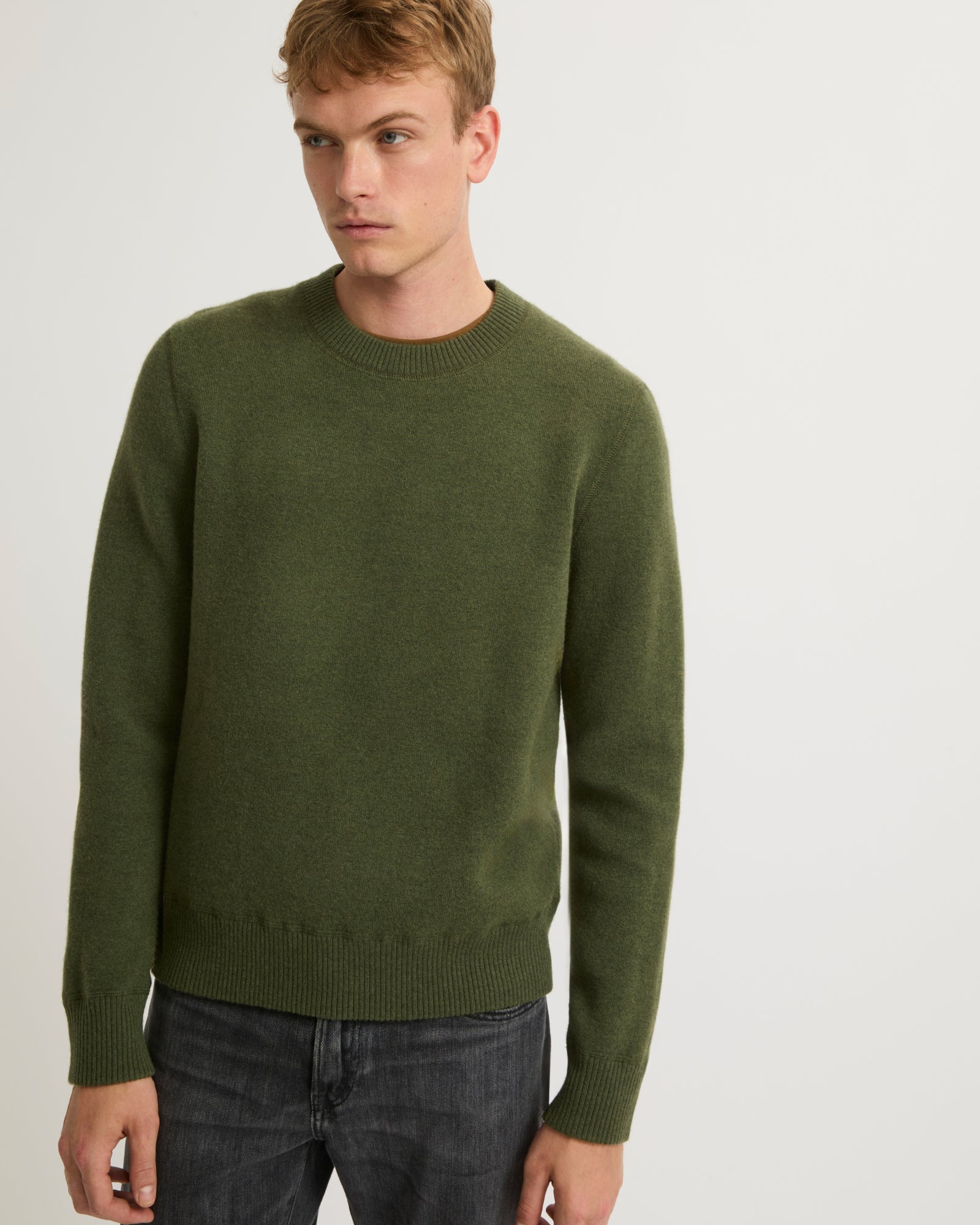 Pull crew neck en maille laine-cachemire réversible bicolore-Yves Salomon - Soldes d'hiver - Winter Sale