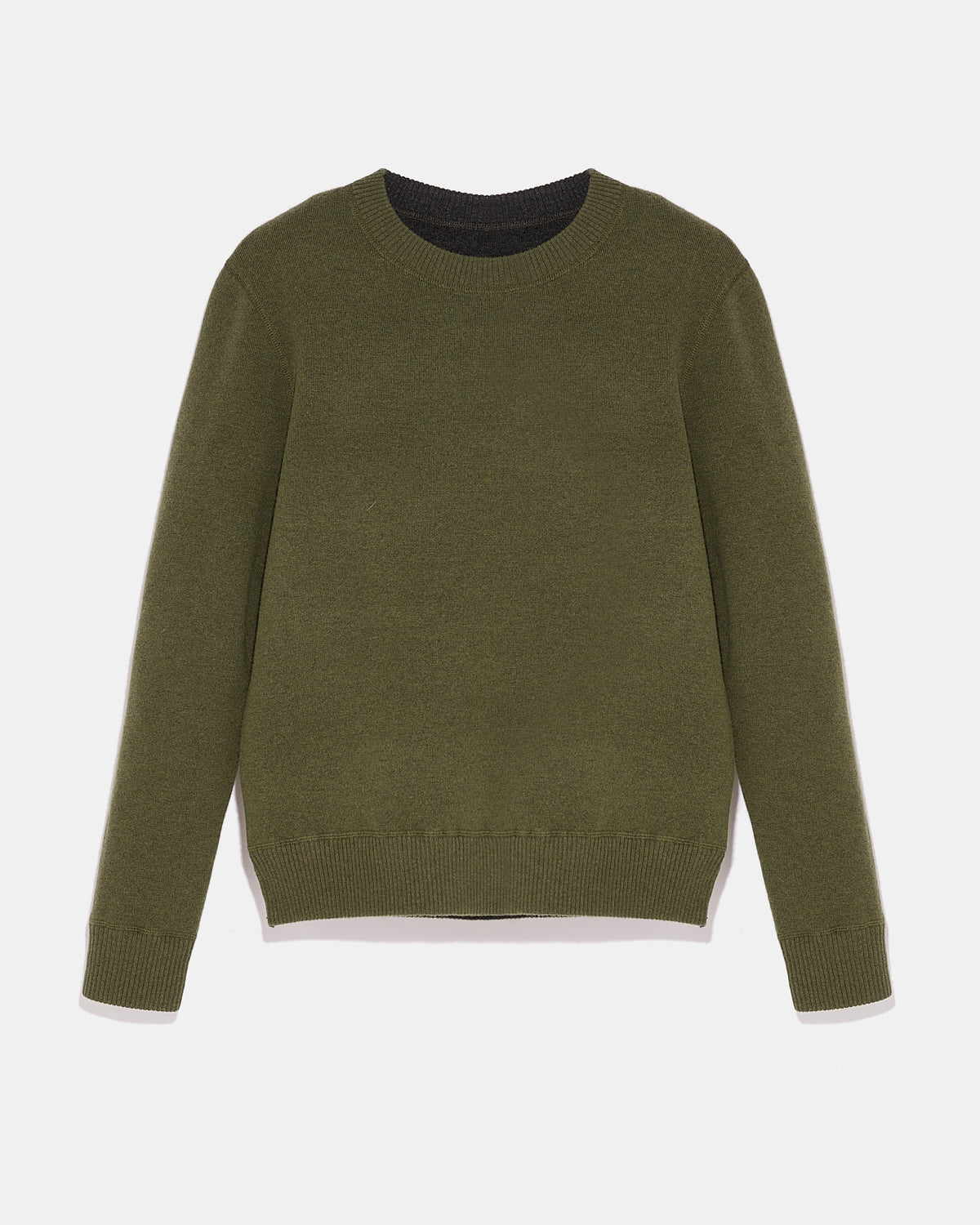 Pull crew neck en maille laine-cachemire réversible bicolore-Yves Salomon - Soldes d'hiver - Winter Sale
