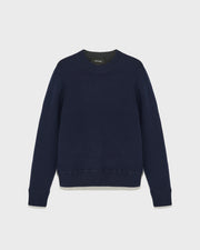 Pull crew neck en maille laine-cachemire réversible bicolore