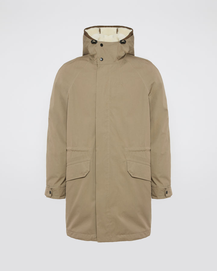 Iconic parka in cotton blend and shearling