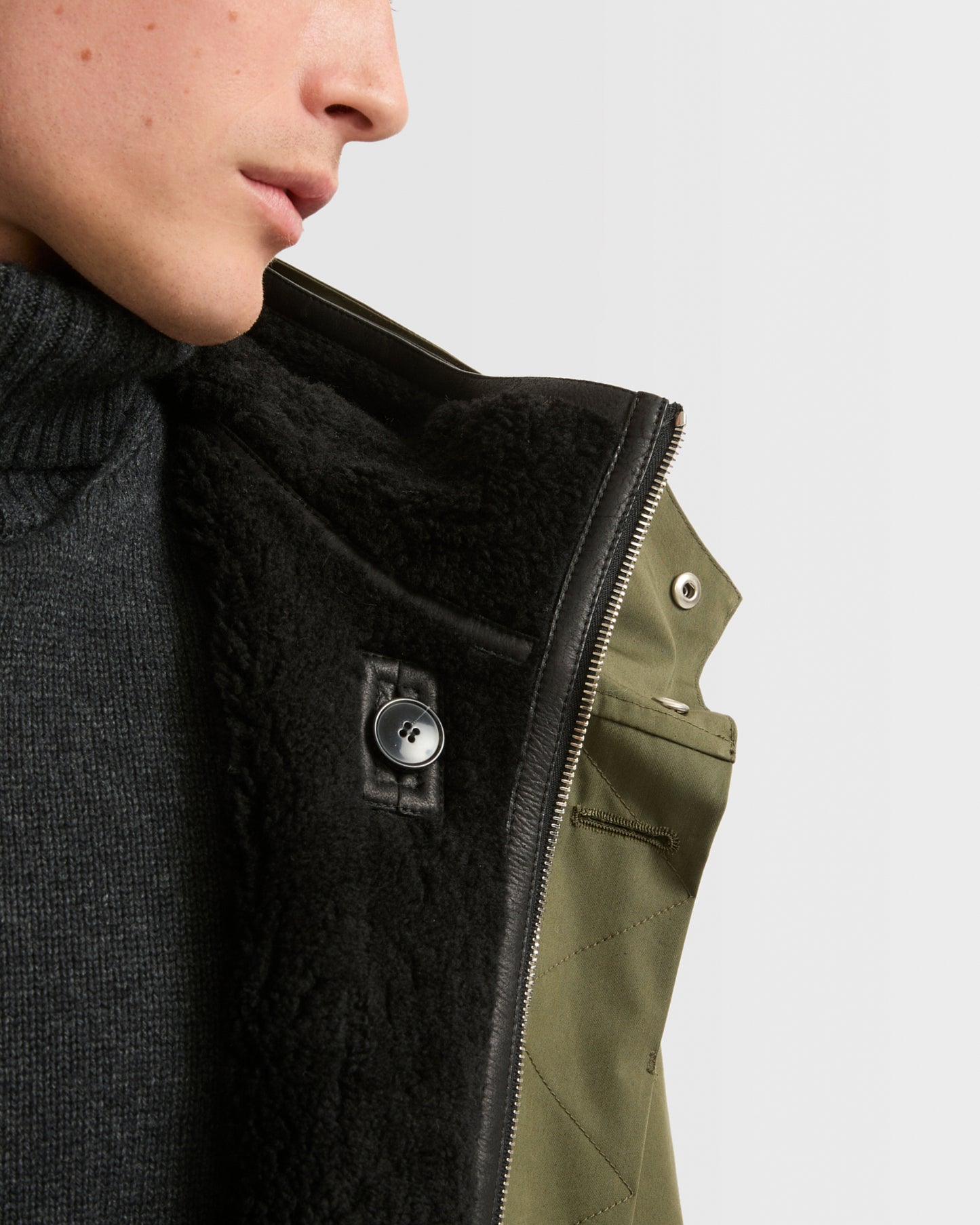Parka iconique en coton mélangé et peau lainée