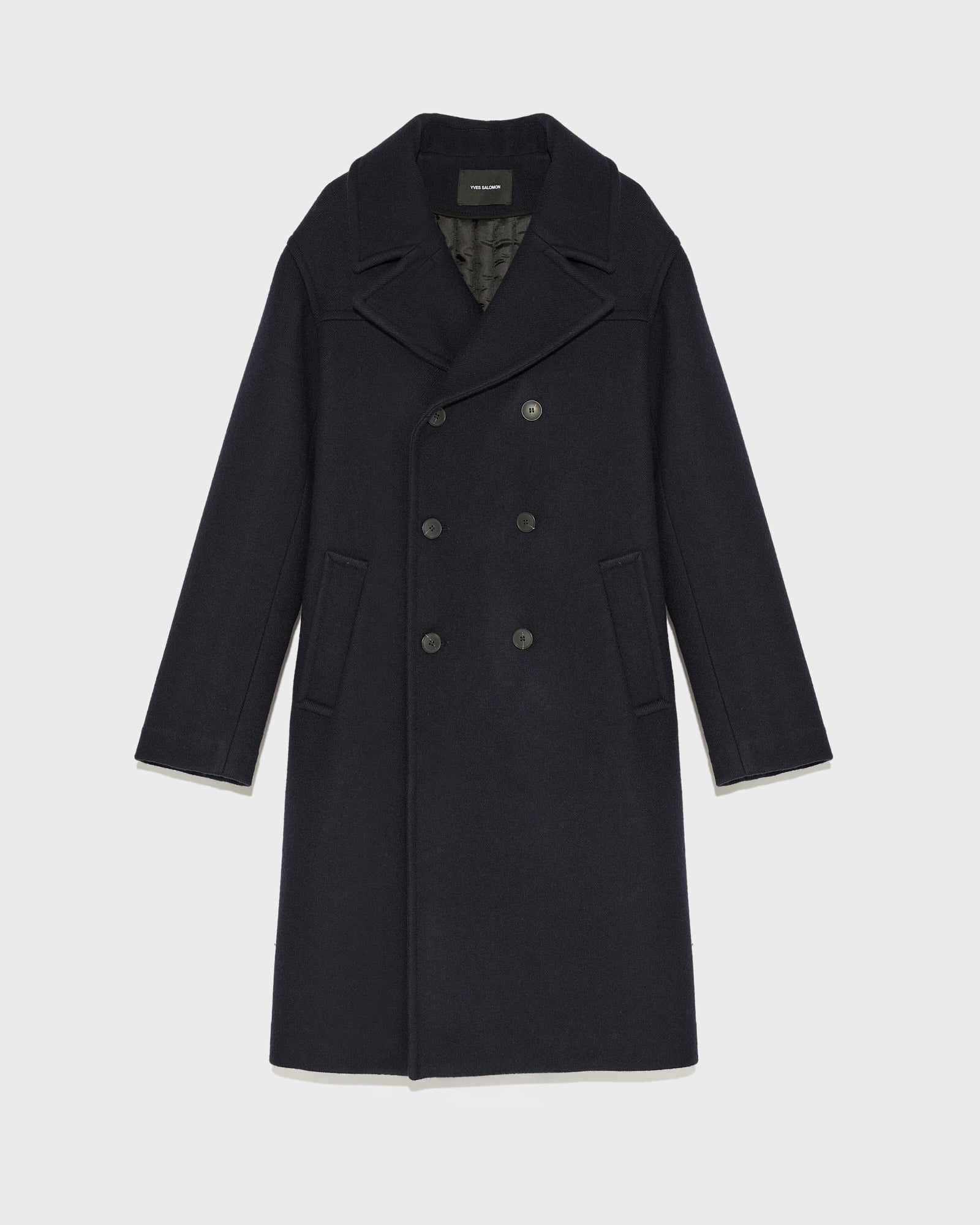 Manteau en tissu lainage - bleu foncé - Yves Salomon