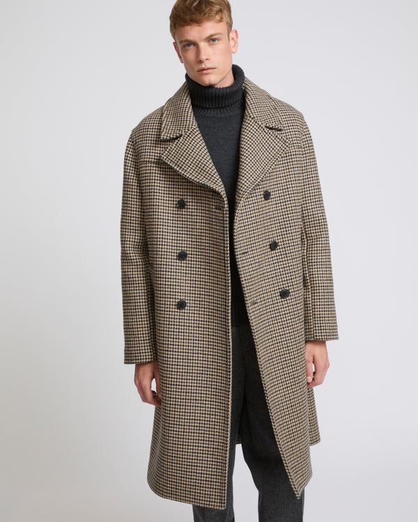 Manteau en tissu lainage pied de poule-Yves Salomon - Soldes d'hiver - Winter Sale