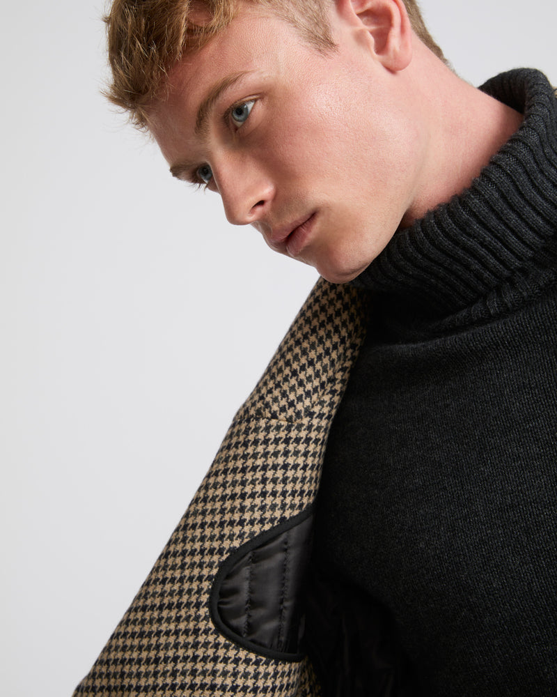 Manteau en tissu lainage pied de poule-Yves Salomon - Soldes d'hiver - Winter Sale
