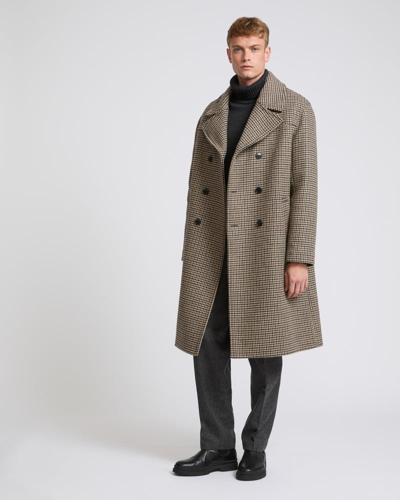 Manteau en tissu lainage pied de poule-Yves Salomon - Soldes d'hiver - Winter Sale