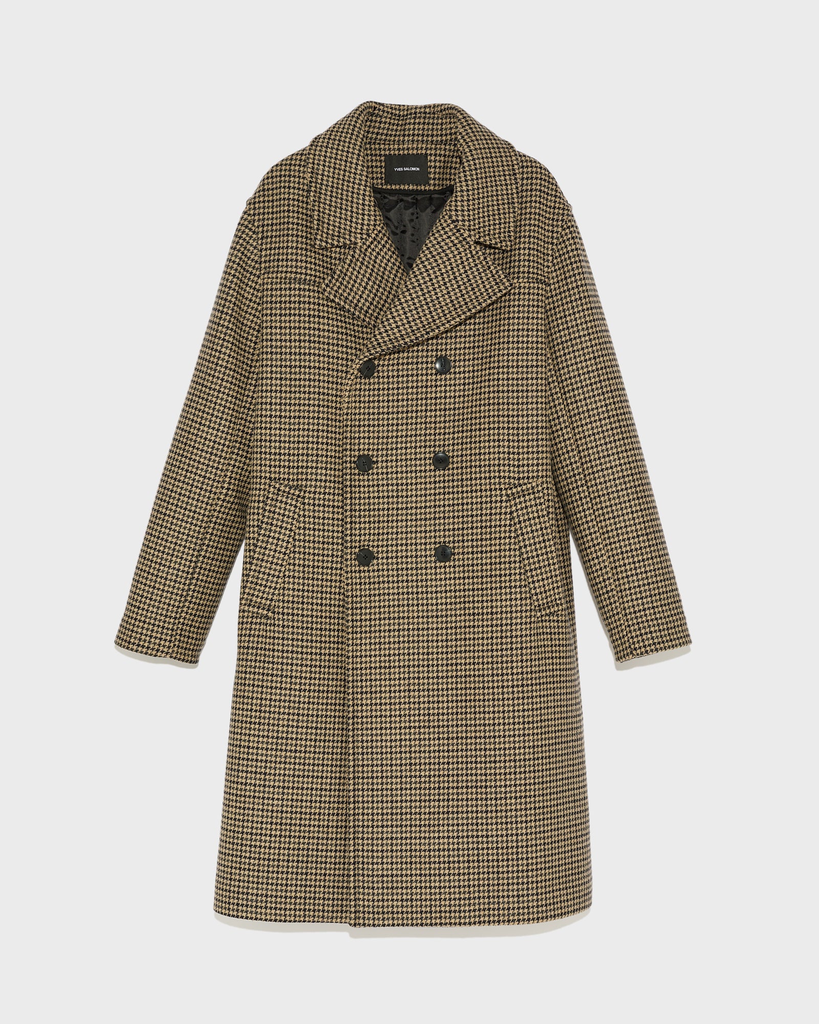Manteau en tissu lainage pied de poule-Yves Salomon - Soldes d'hiver - Winter Sale