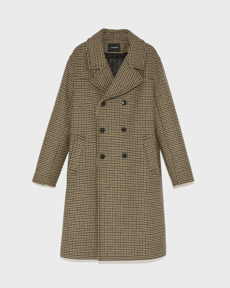 Manteau en tissu lainage pied de poule-Yves Salomon - Soldes d'hiver - Winter Sale