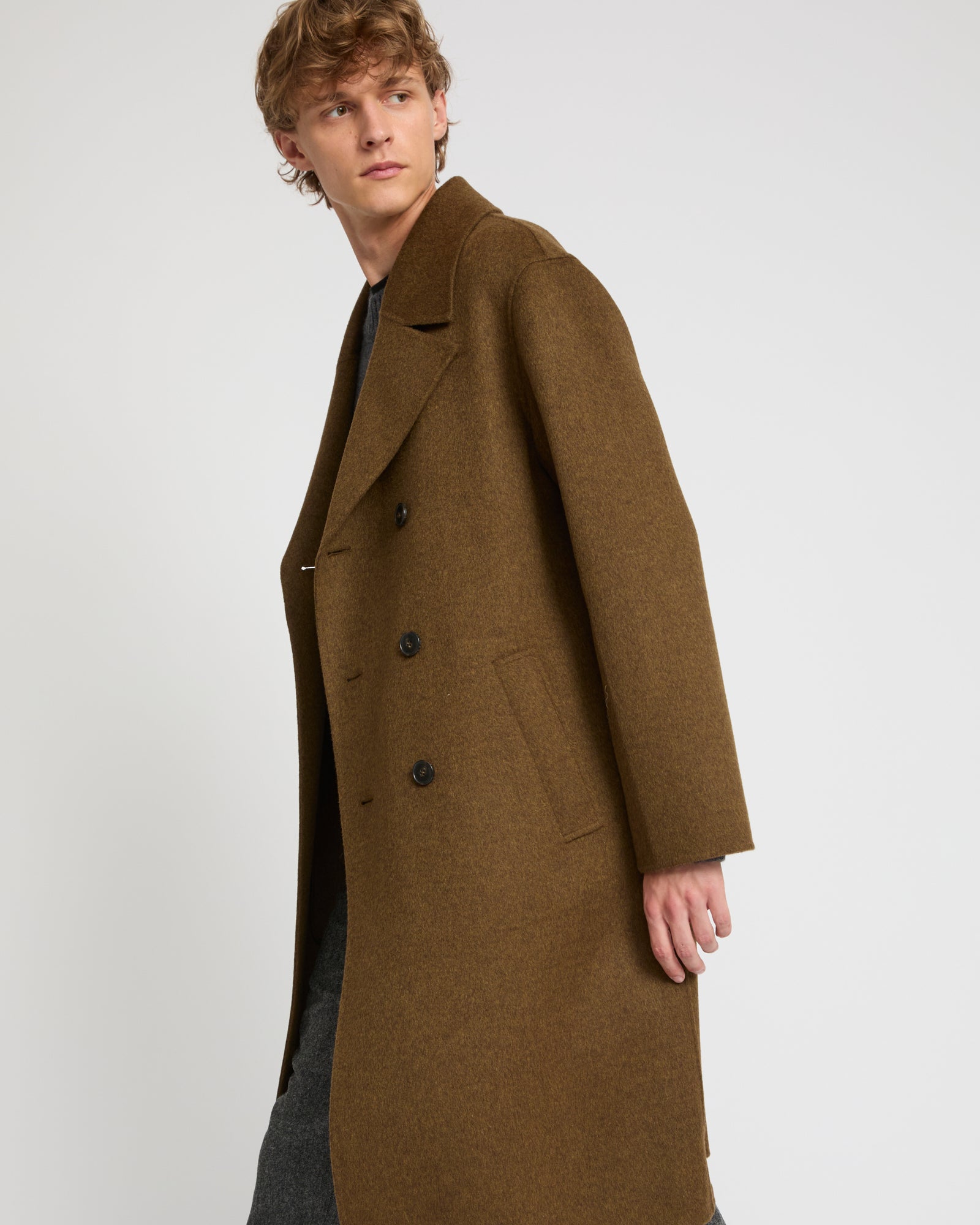 Winter sale -Double-sided wool-cashmere coat-brown – Yves Salomon