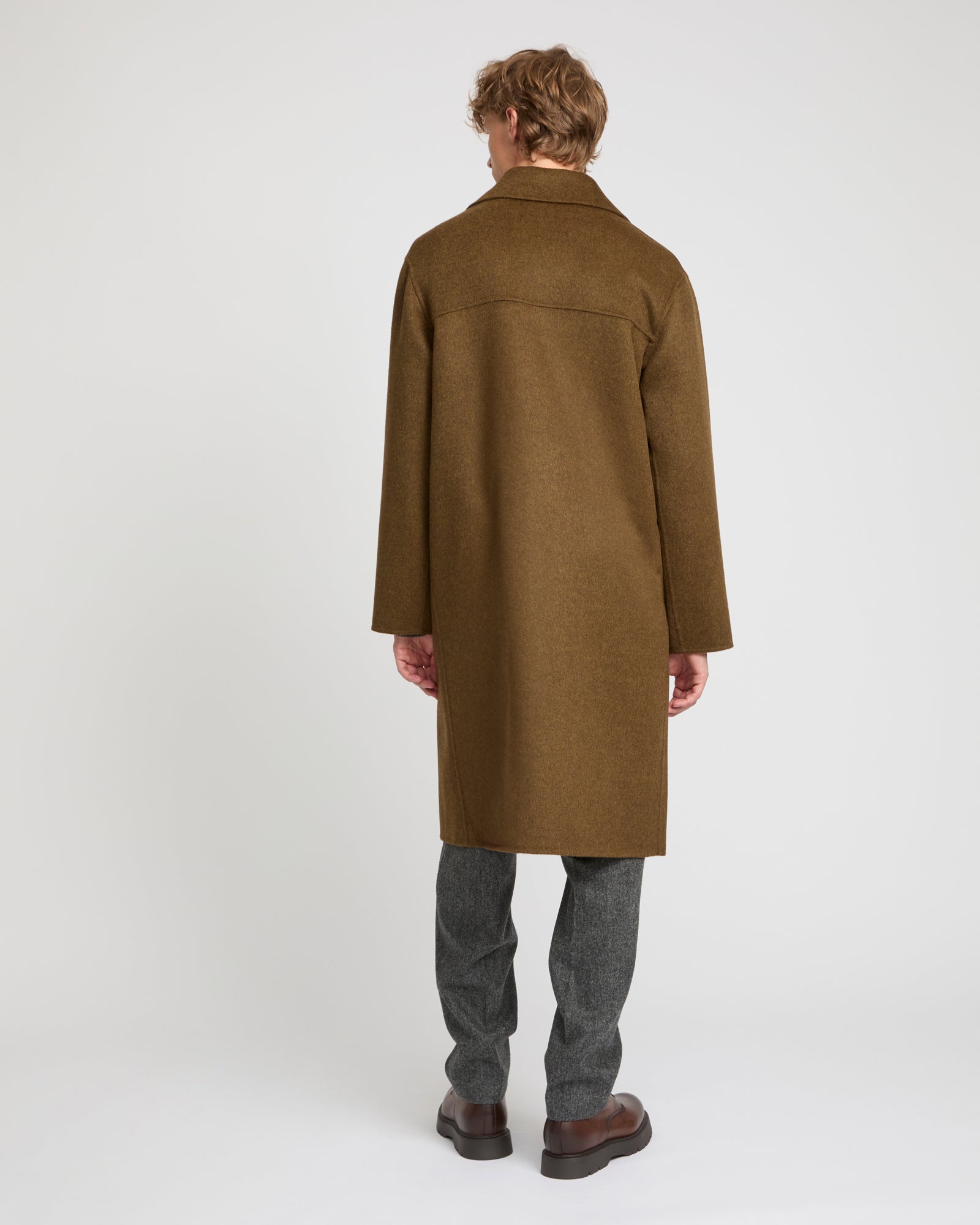 Winter sale -Double-sided wool-cashmere coat-brown – Yves Salomon
