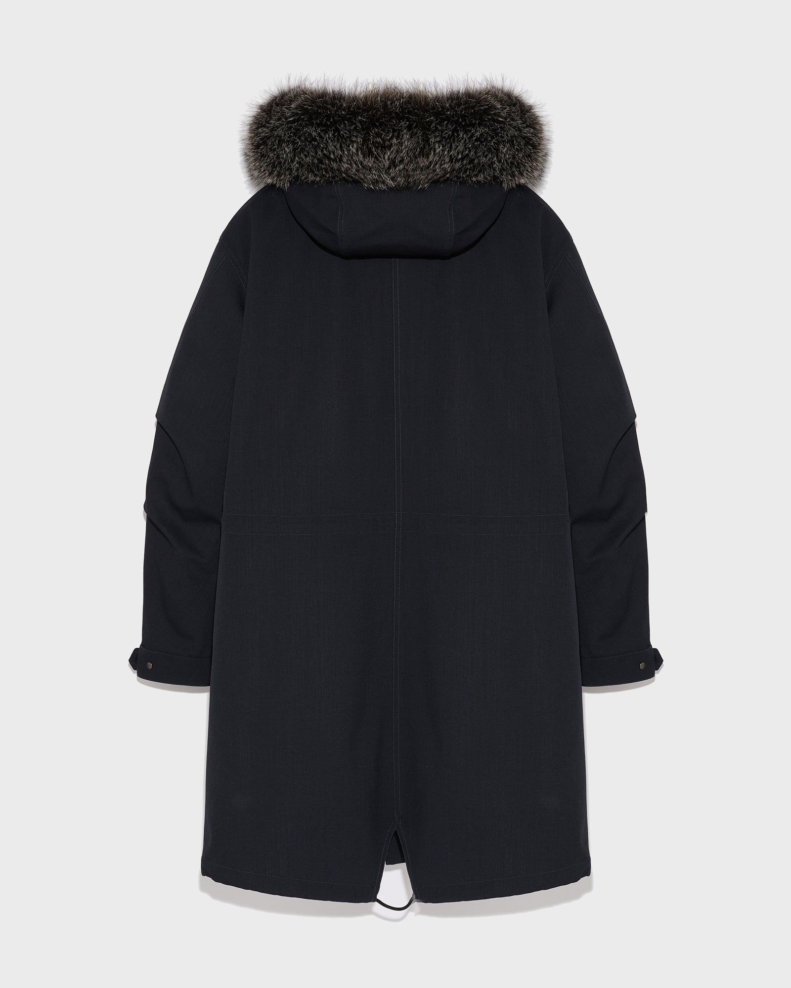 Soldes d'hiver  - Yves Salomon -Parka fishtail longue en tissu technique et fourrure de renard et lapin imperméable
