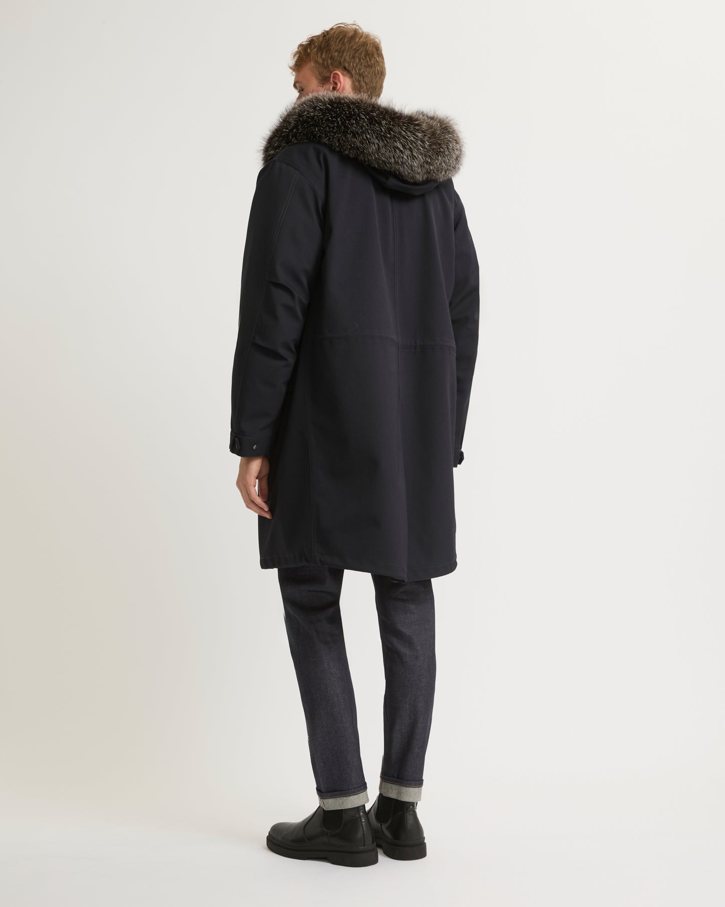 Soldes d'hiver  - Yves Salomon -Parka fishtail longue en tissu technique et fourrure de renard et lapin imperméable