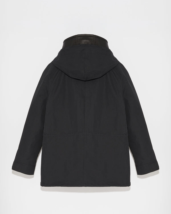 Parka courte en coton mélangé et peau lainée