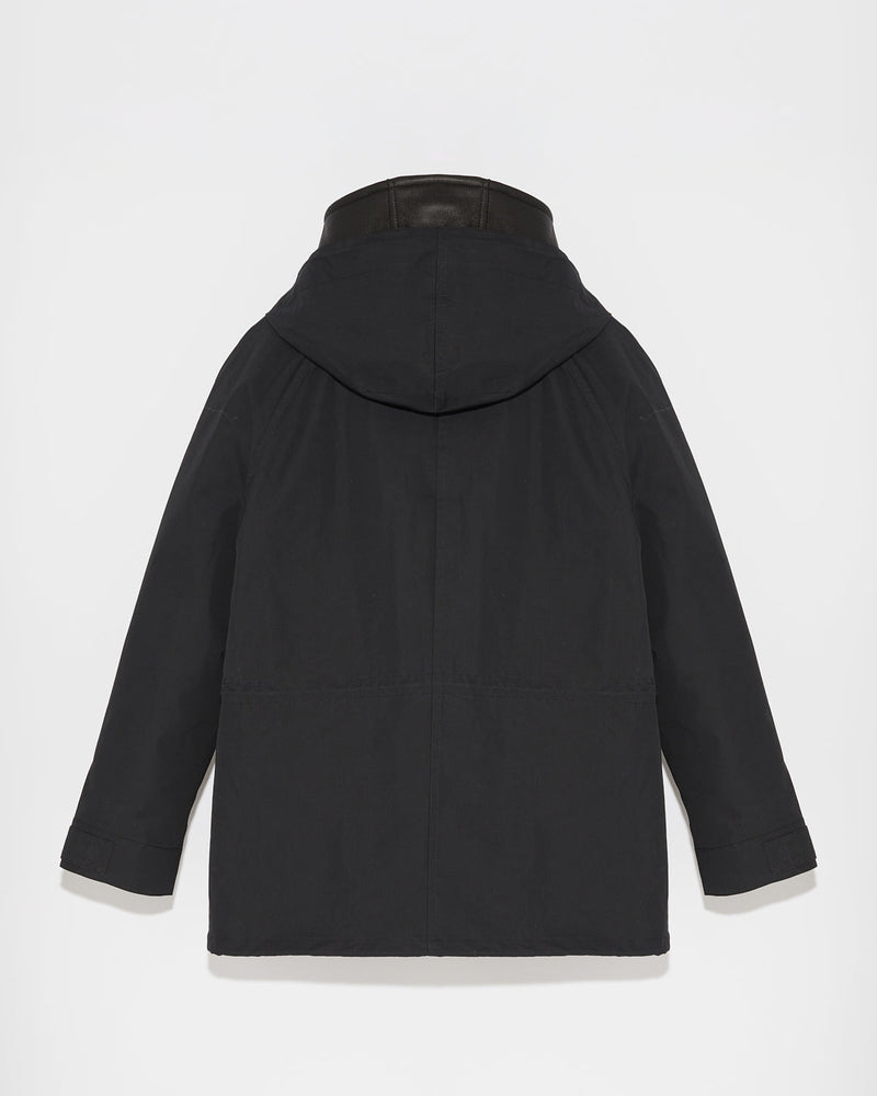 Parka courte en coton mélangé et peau lainée