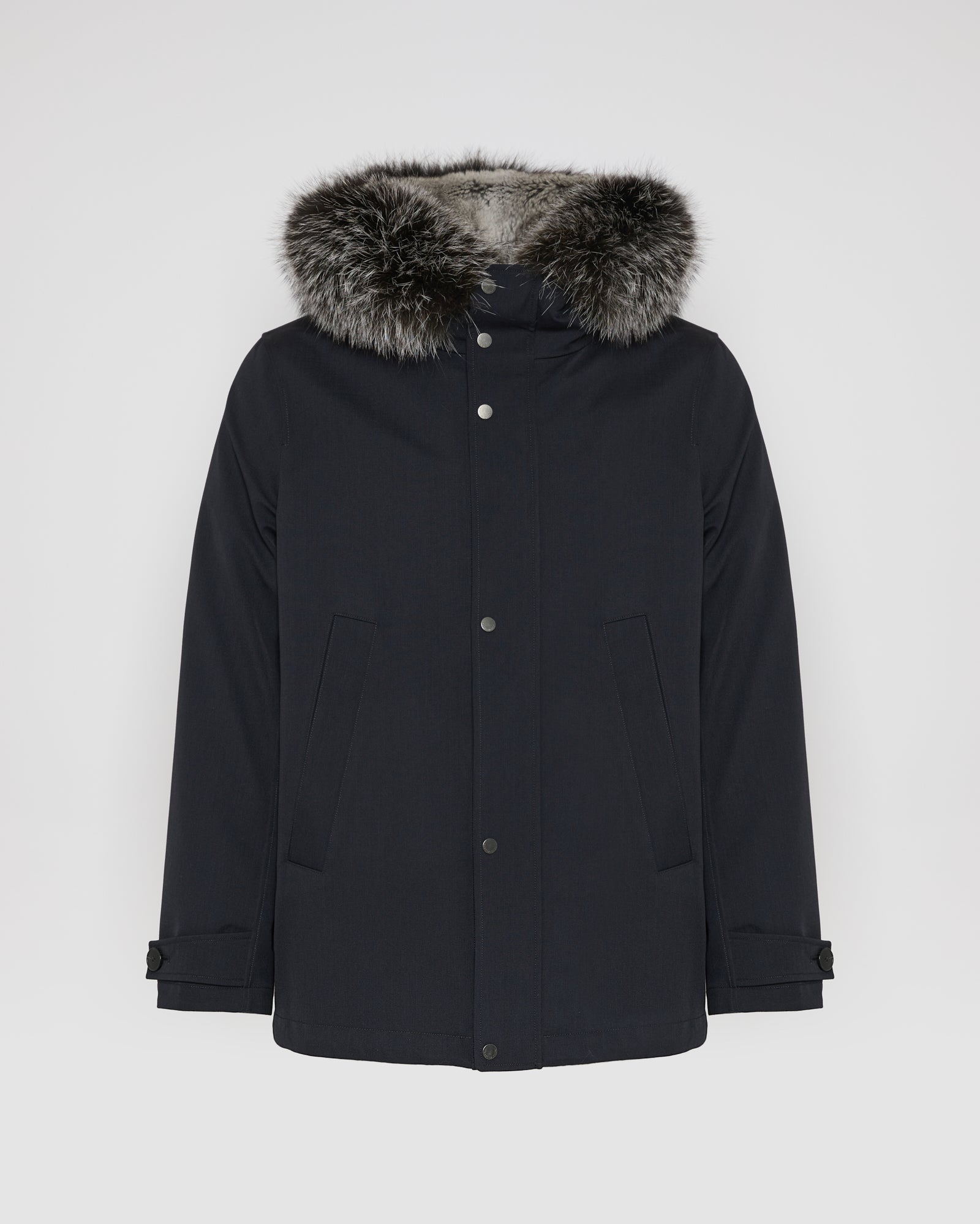 Short parka in technical wool and fox and rabbit fur – Yves Salomon