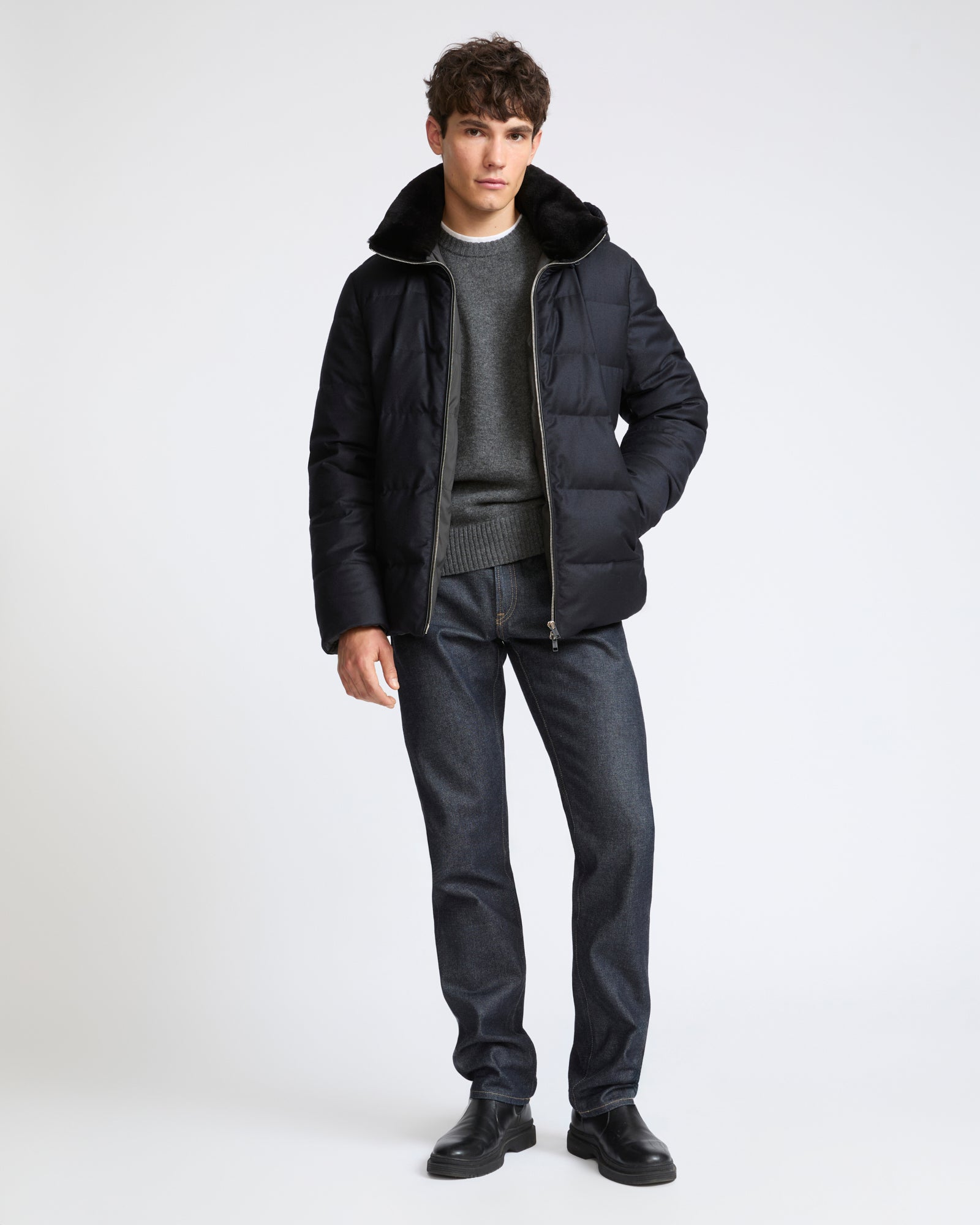 DUVETICA×Loro piana MORGES ダウンジャケット Loro Piana ファブリック製ダウンジャケット - ダークブルー - Yves