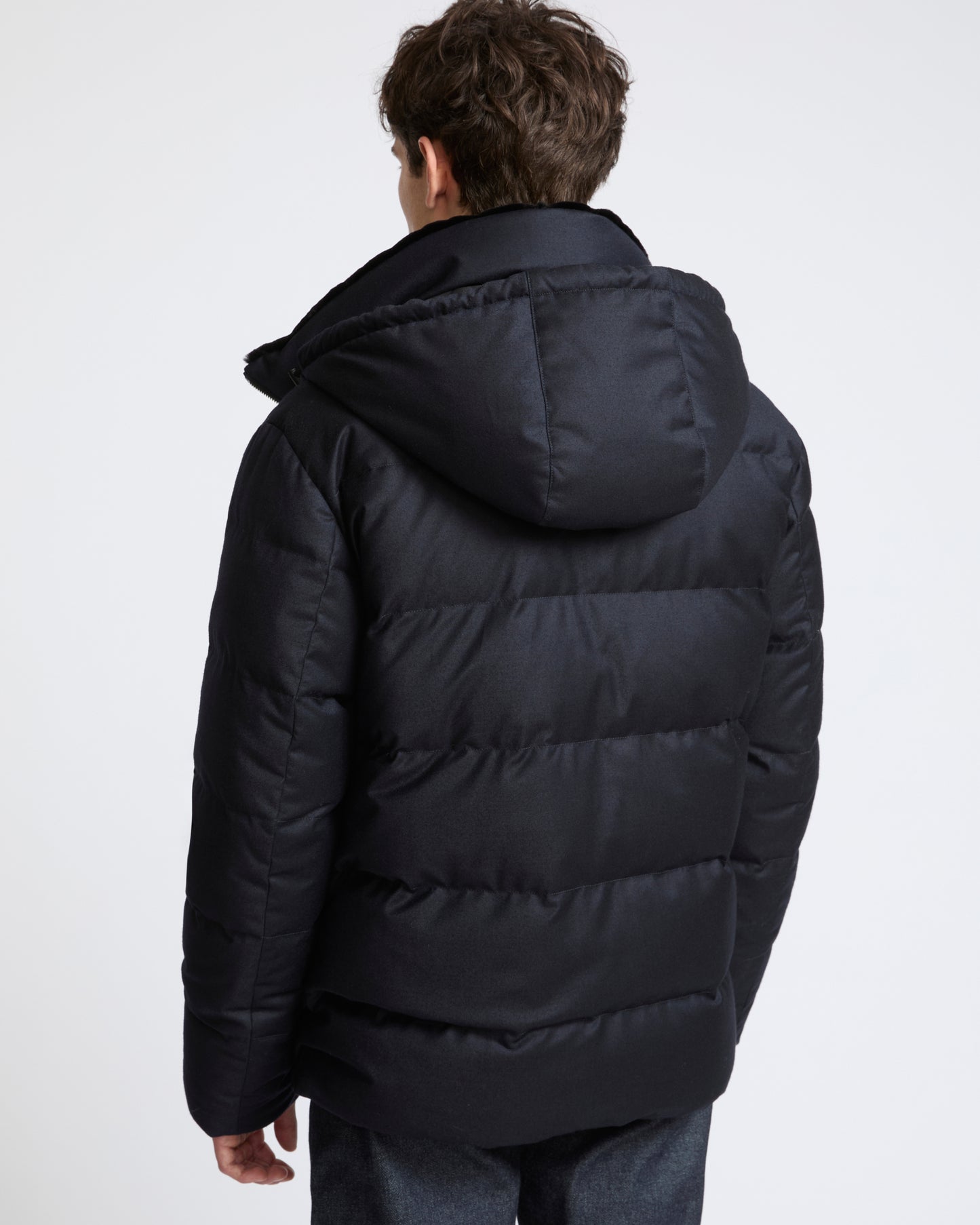 Doudoune courte en tissu Loro Piana avec fourrure de vison- Yves Salomon - Nouvelle collection Automne Hiver