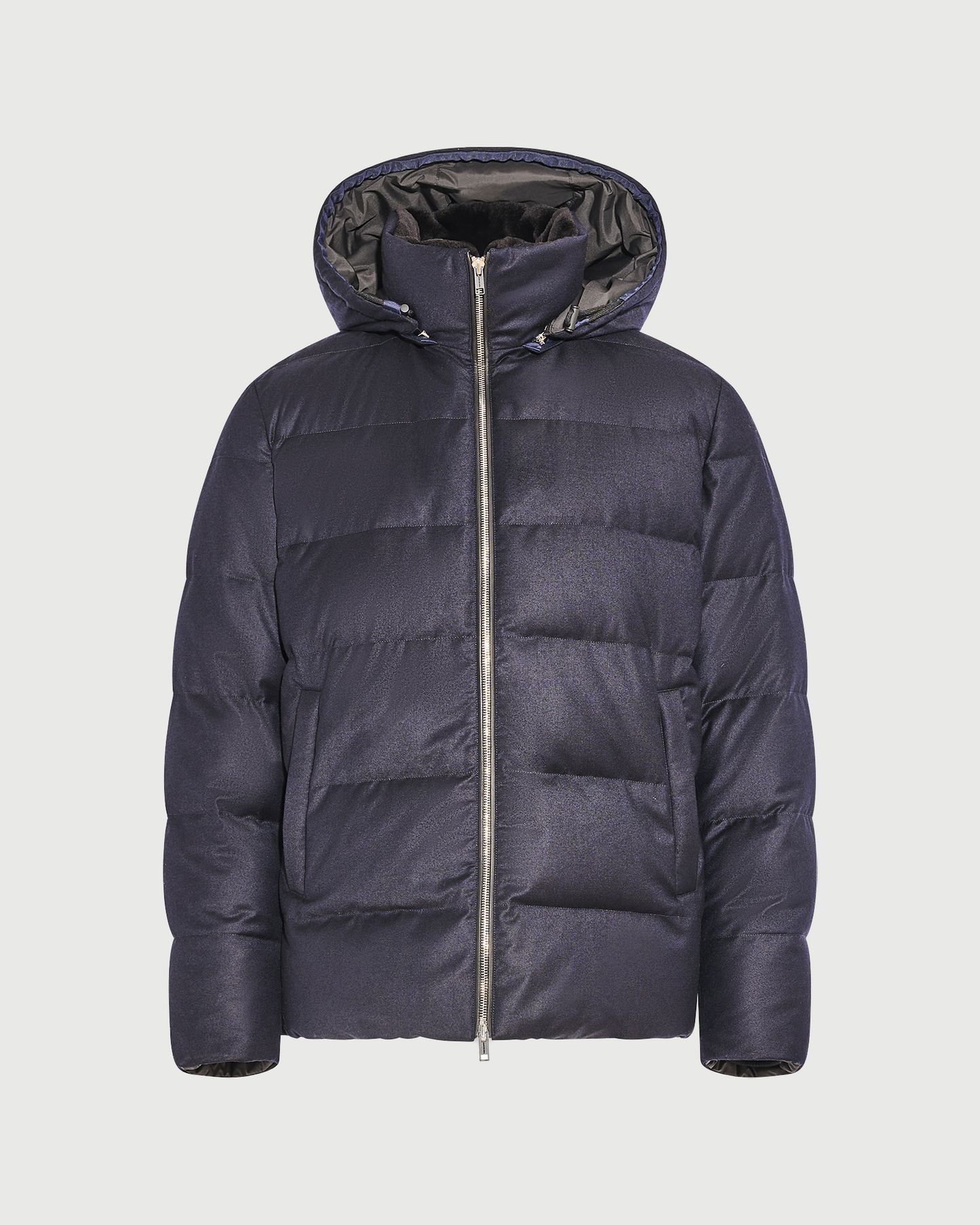 Doudoune courte en tissu Loro Piana avec fourrure de vison- Yves Salomon - Nouvelle collection Automne Hiver