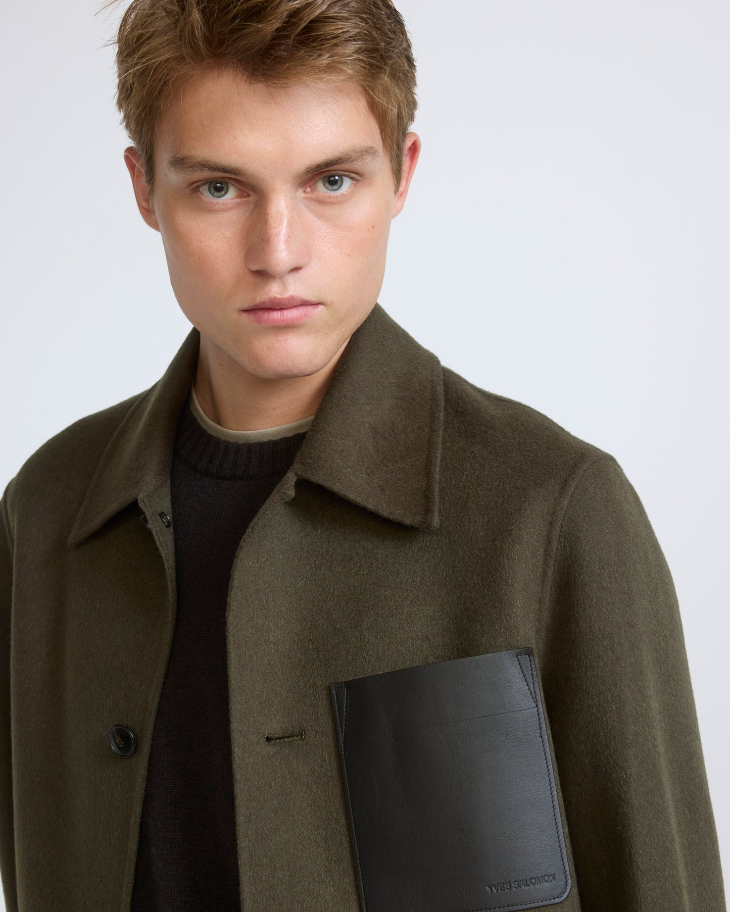 Workwear jacket in double-sided wool-cashmere fabric