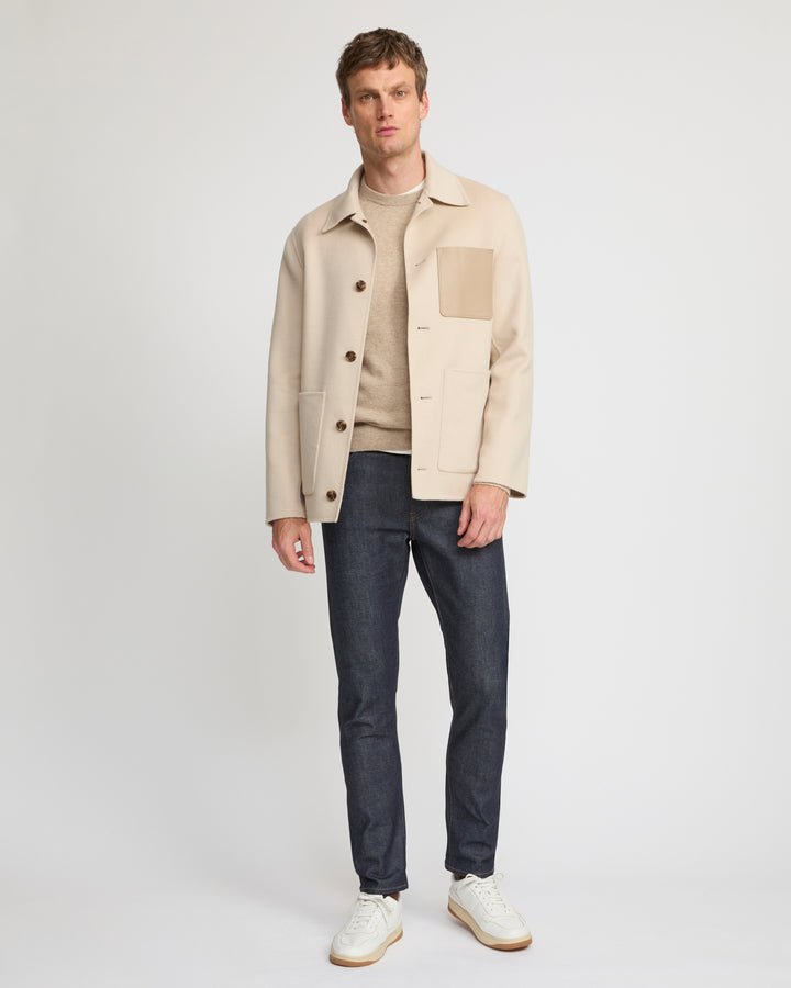 Workwear jacket in double-sided wool-cashmere fabric