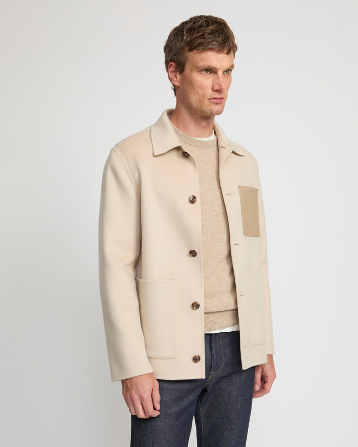 Workwear jacket in double-sided wool-cashmere fabric
