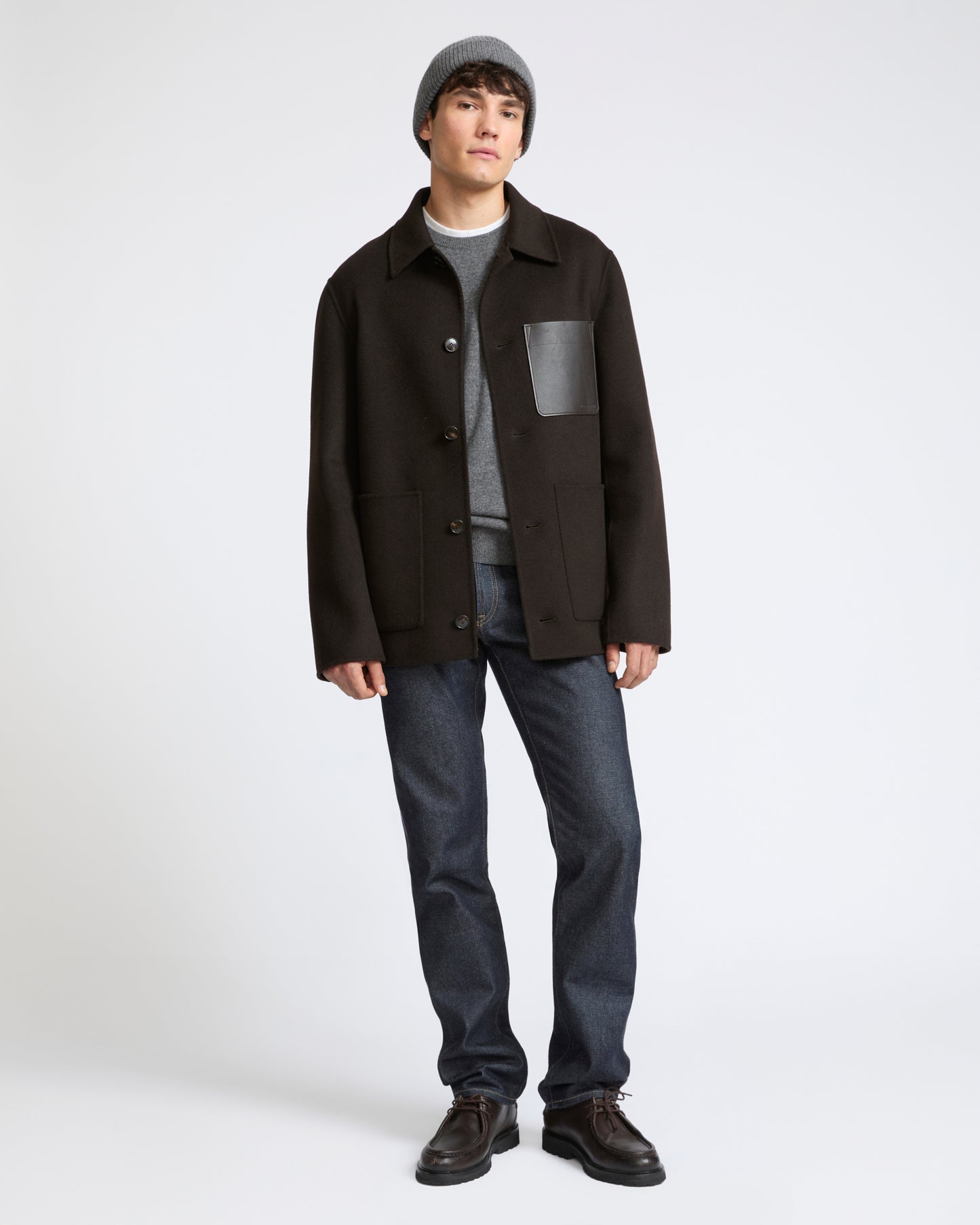 Veste workwear en tissu double-face laine-cachemire- Yves Salomon - Nouvelle collection Automne Hiver