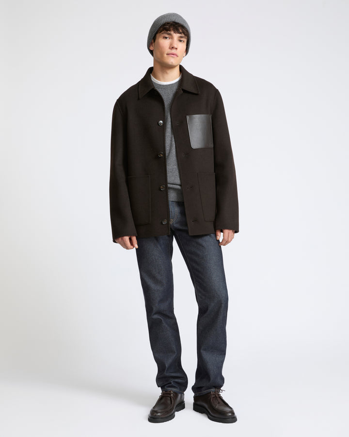 Veste workwear en tissu double-face laine-cachemire- Yves Salomon - Nouvelle collection Automne Hiver