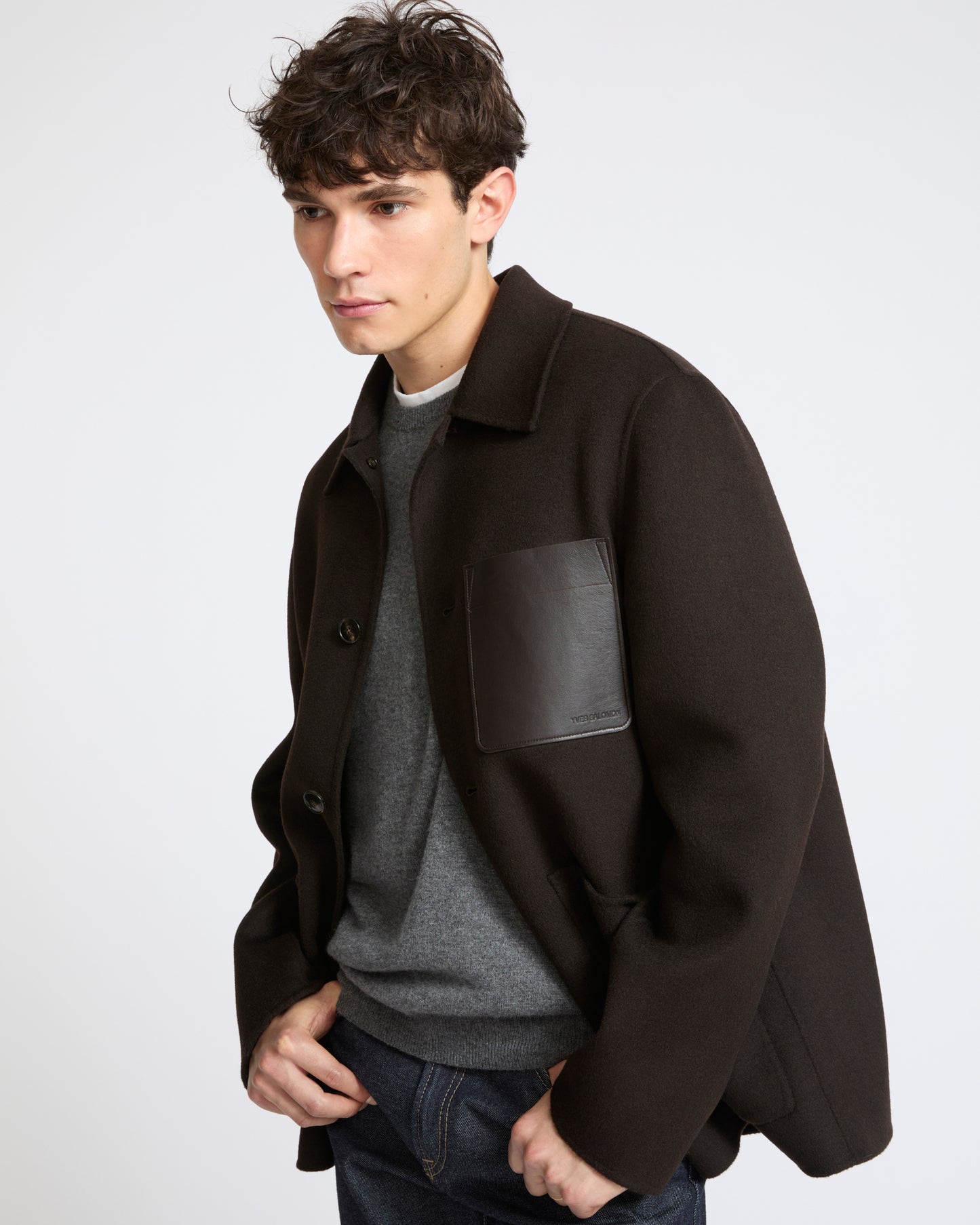 Veste workwear en tissu double-face laine-cachemire- Yves Salomon - Nouvelle collection Automne Hiver