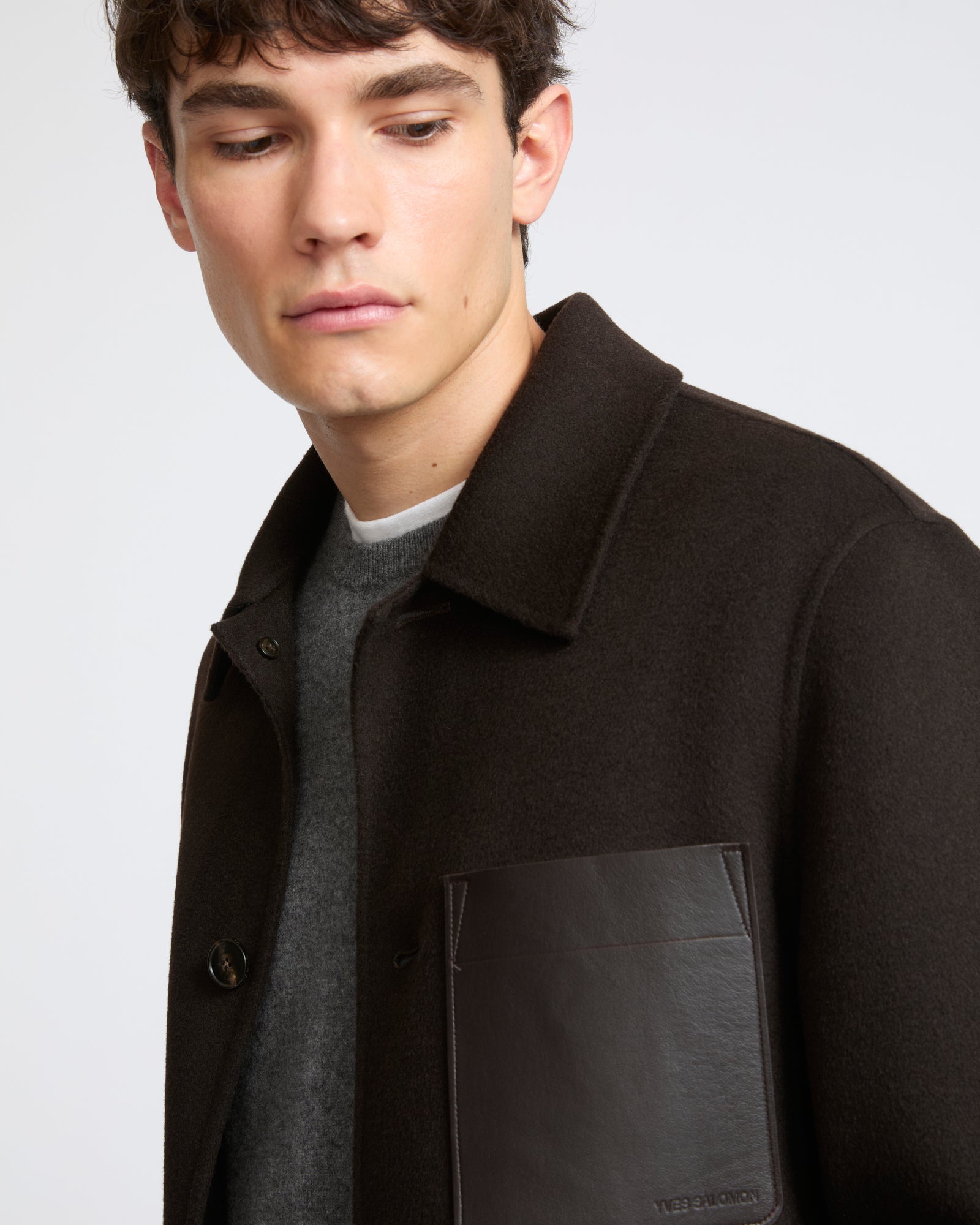 Veste workwear en tissu double-face laine-cachemire- Yves Salomon - Nouvelle collection Automne Hiver