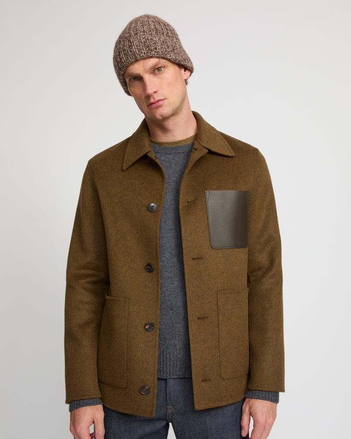 Workwear jacket in double-sided wool-cashmere fabric