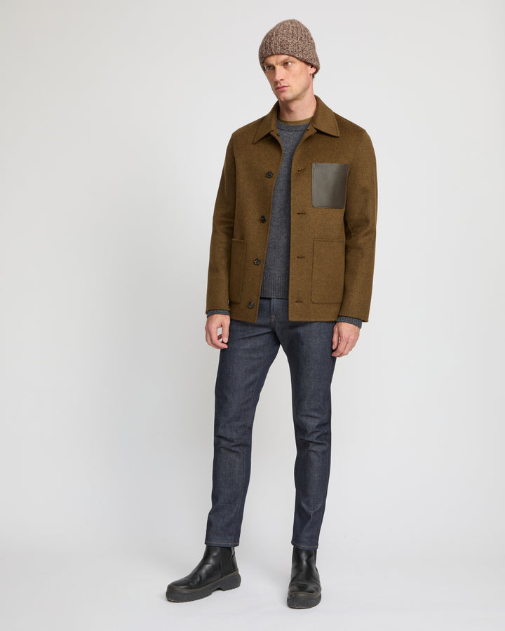 Workwear jacket in double-sided wool-cashmere fabric