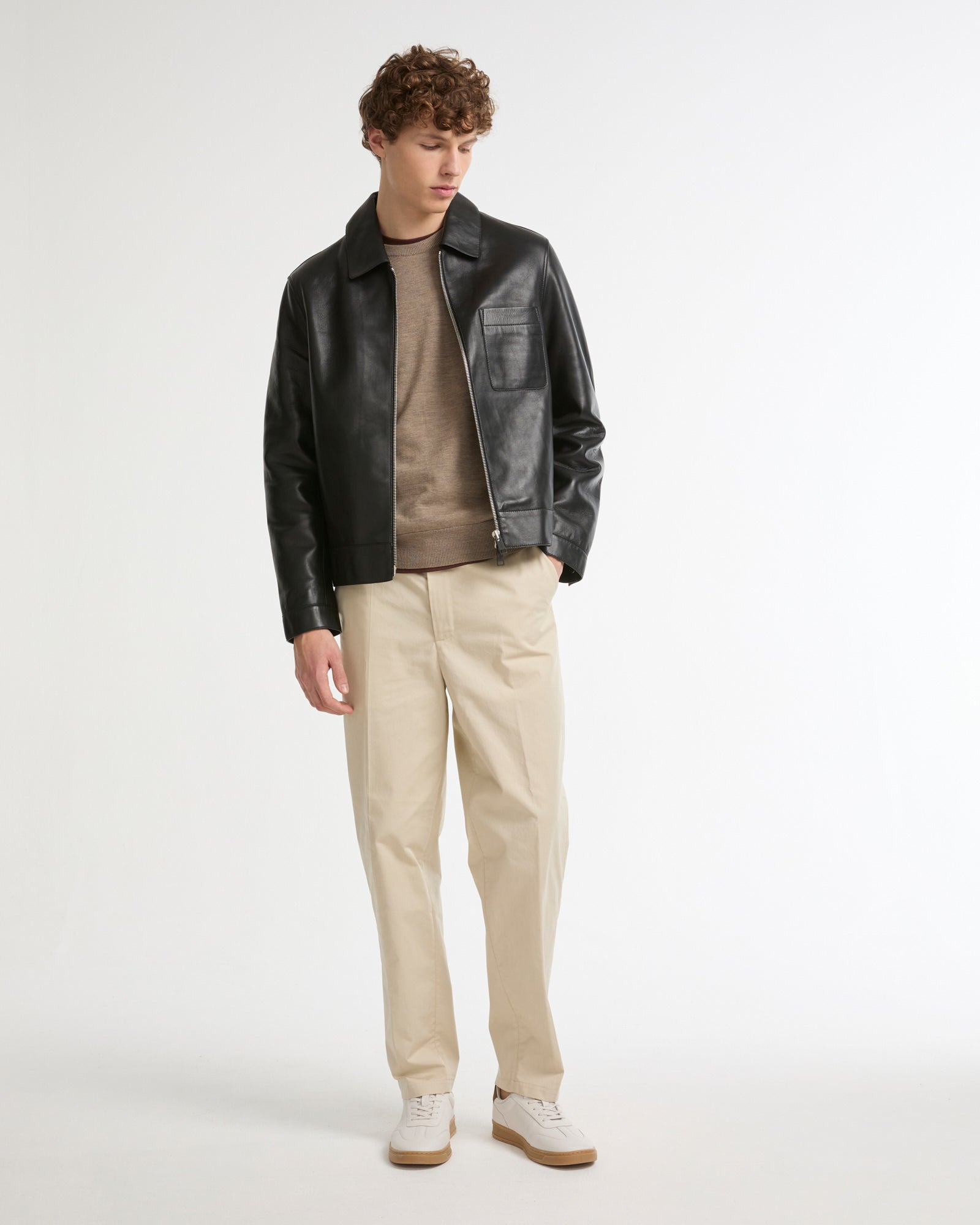 Lamb leather jacket with nappa finish - black - Yves Salomon