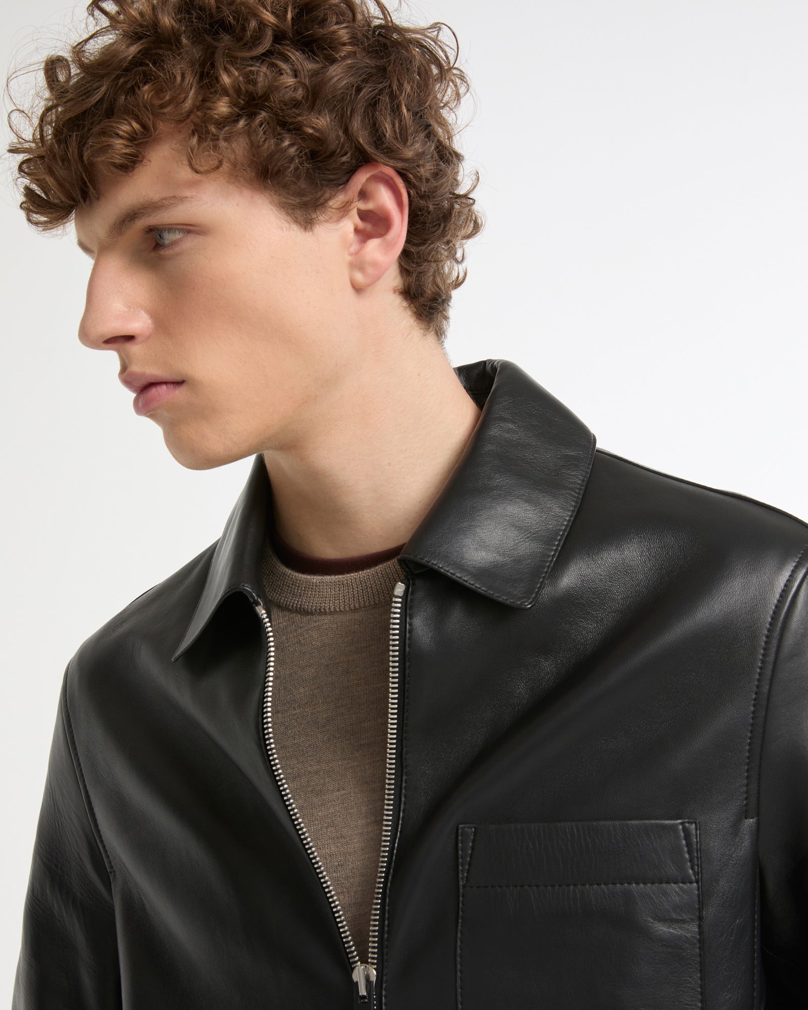 Lamb leather jacket with nappa finish - black - Yves Salomon