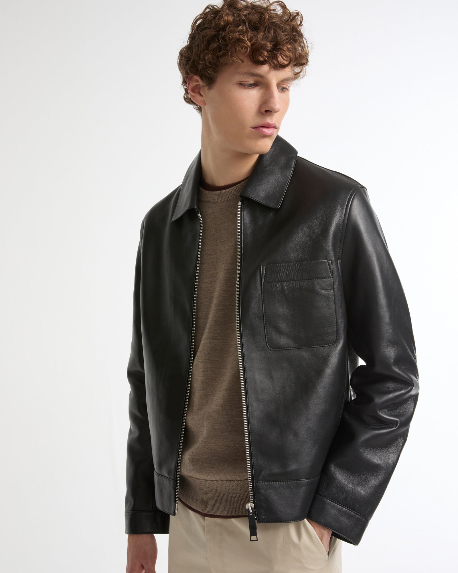 Lamb leather jacket with nappa finish - black - Yves Salomon
