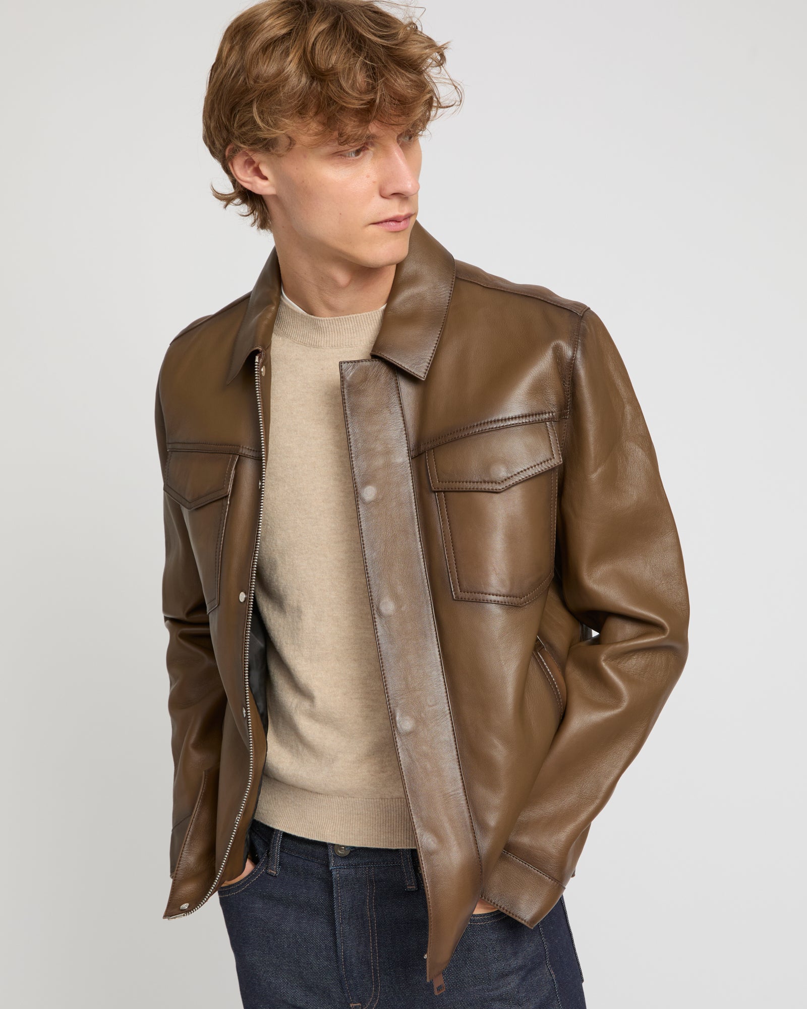 Denim jacket style leather jacket – Yves Salomon