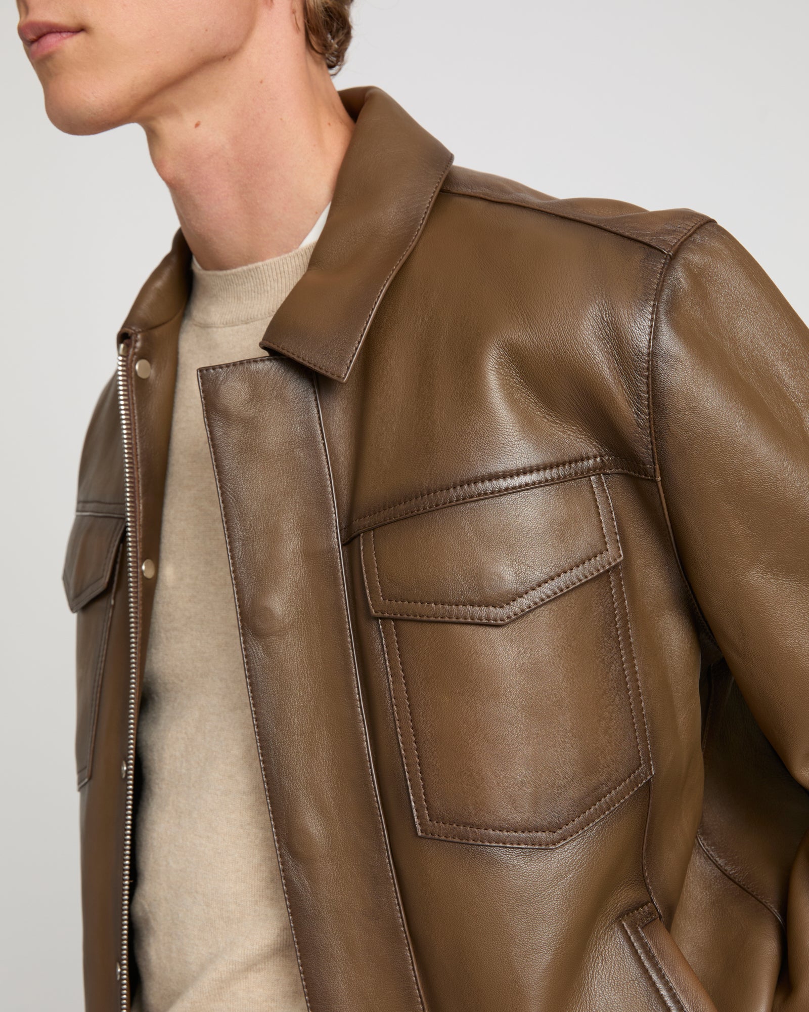 Denim jacket style leather jacket – Yves Salomon
