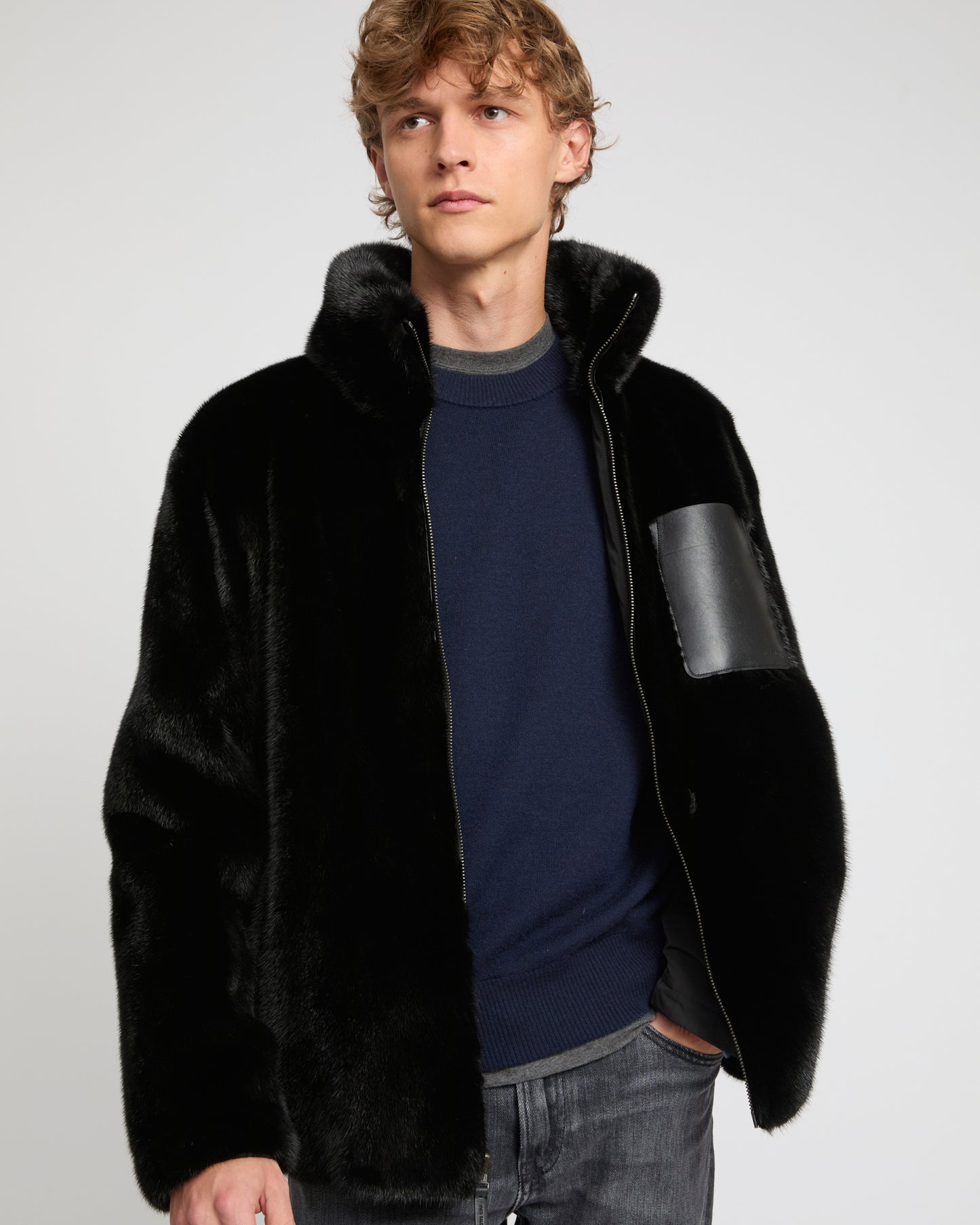 Reversible mink fleece jacket