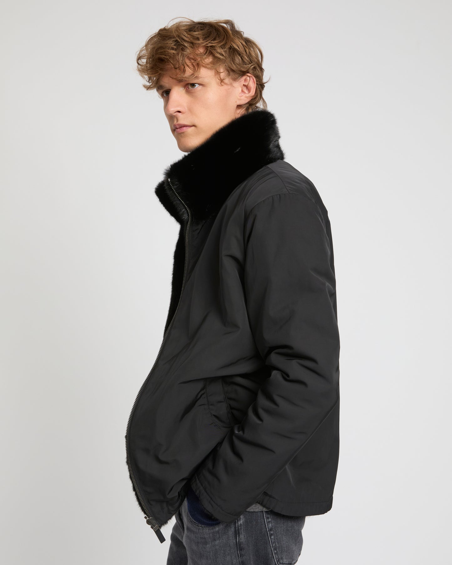 Reversible mink fleece jacket