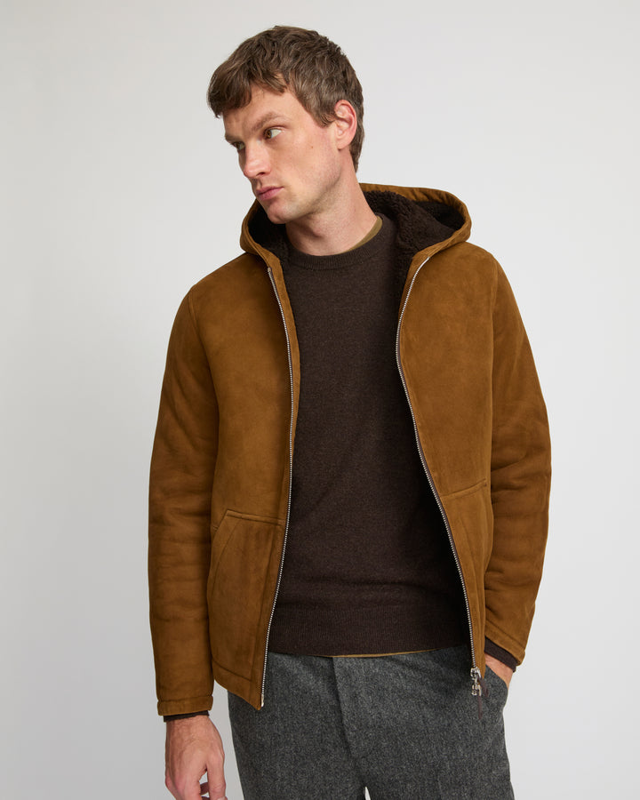 Suede lambskin shearling parka
