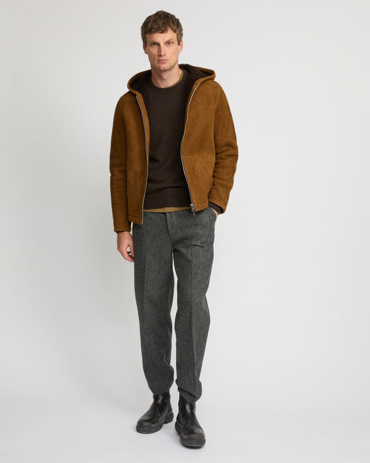 Suede lambskin shearling parka