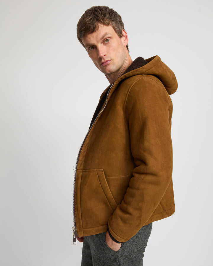 Suede lambskin shearling parka