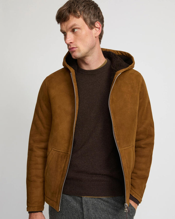 Suede lambskin shearling parka