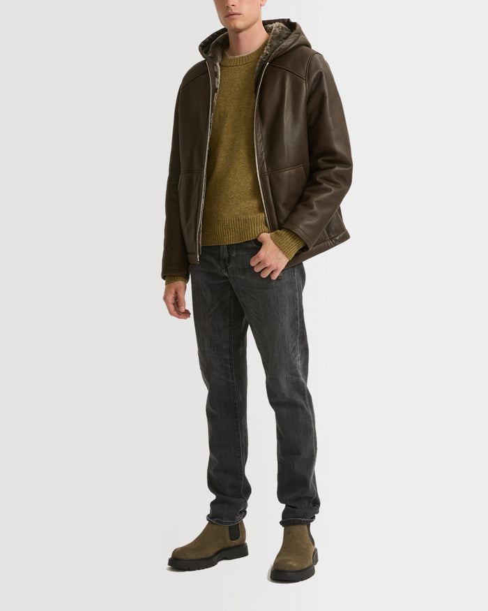 yves salomon Hoodie en peau lainée silky