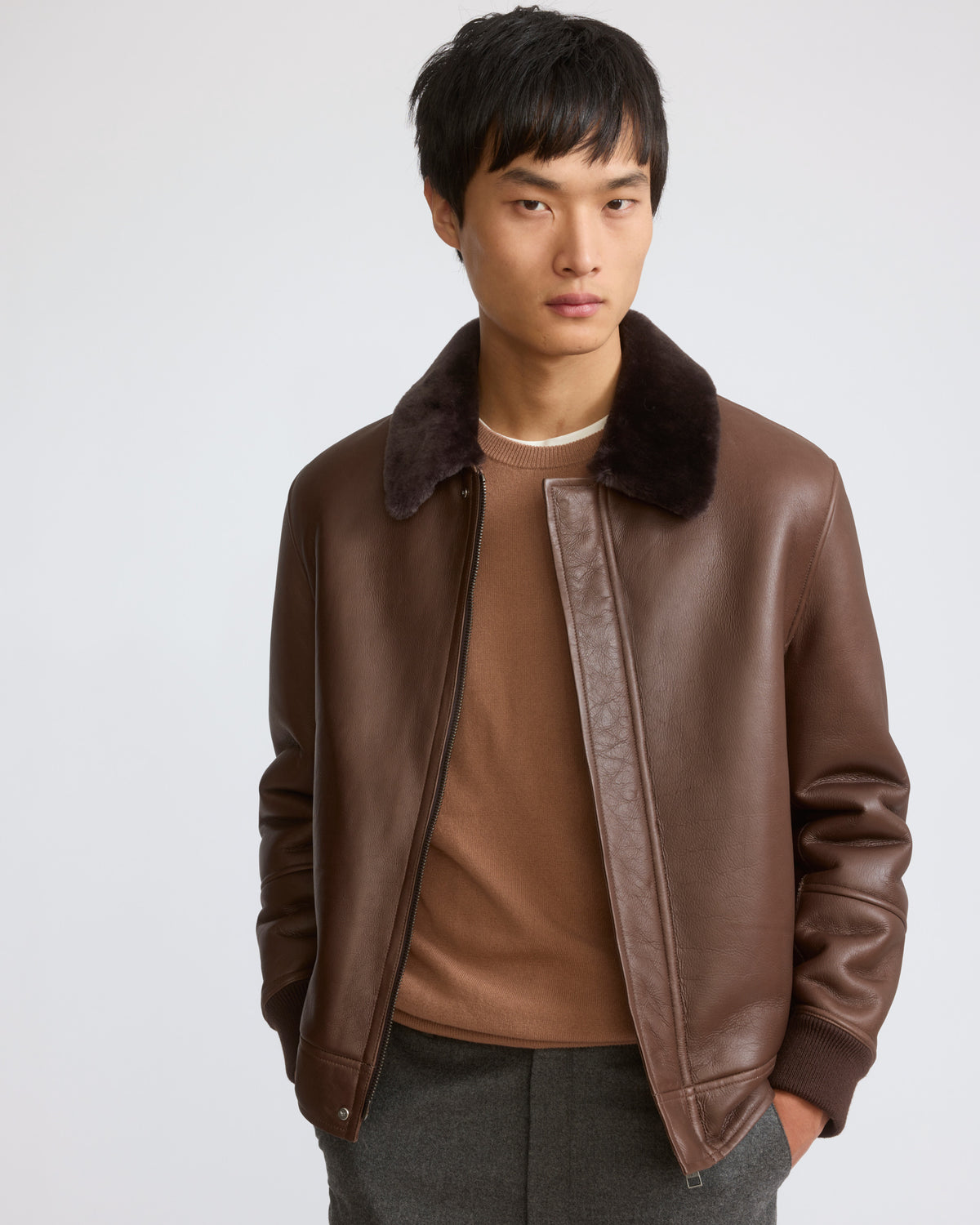 Veste en peau lainée d'agneau Mérinos fine boucle - Yves Salomon - Nouvelle collection Automne Hiver