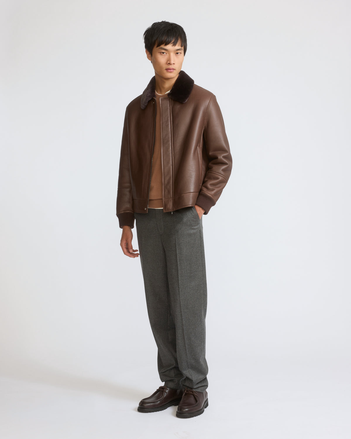 Veste en peau lainée d'agneau Mérinos fine boucle - Yves Salomon - Nouvelle collection Automne Hiver