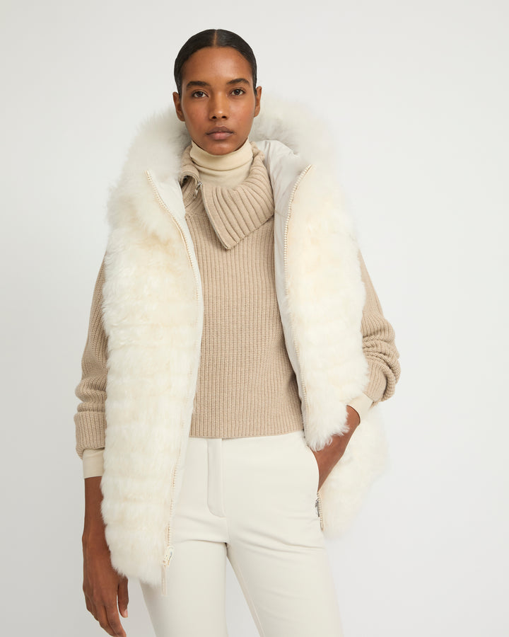 Gilet réversible en agneau long poil -Yves Salomon