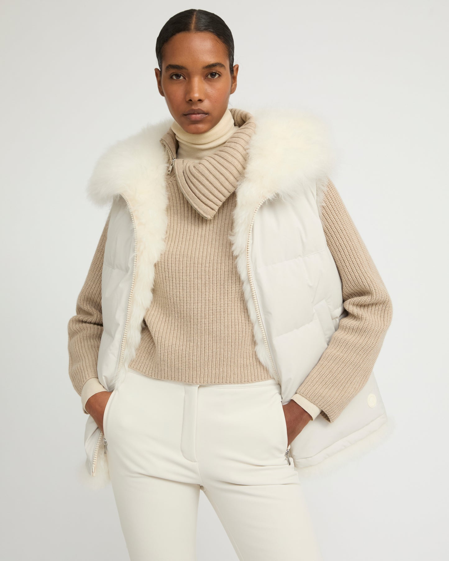 Gilet réversible en agneau long poil -Yves Salomon