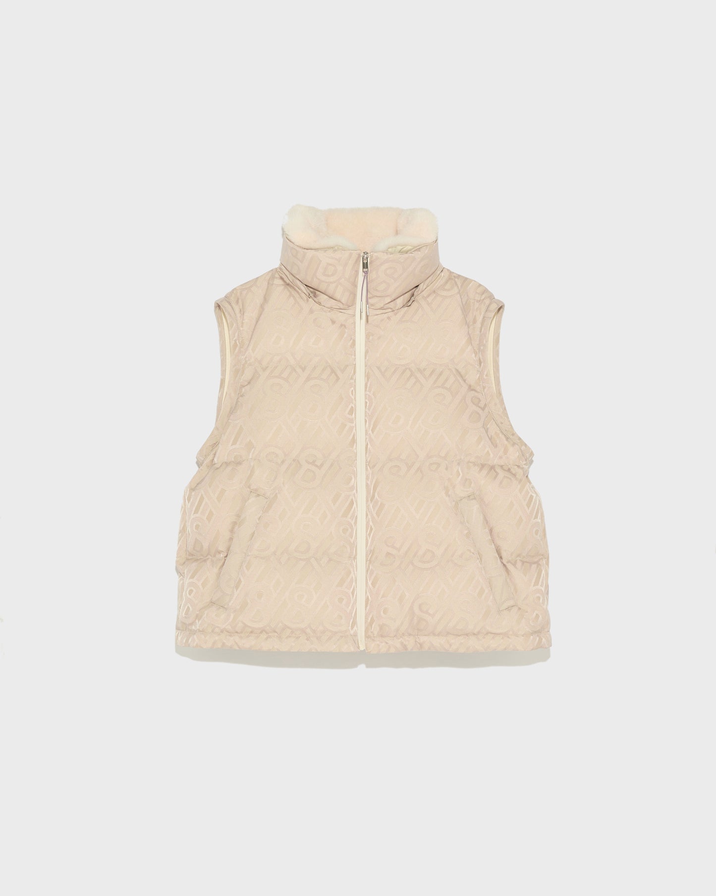 Short skiwear down jacket with mink trim