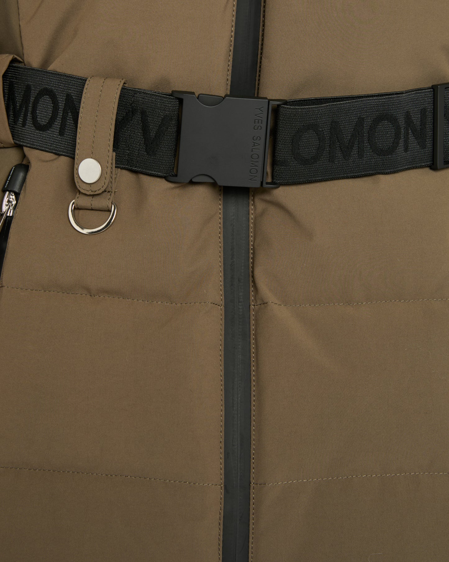 Veste de ski ceinturée en mix de tissus avec fourrure de renard imperméable -Yves Salomon