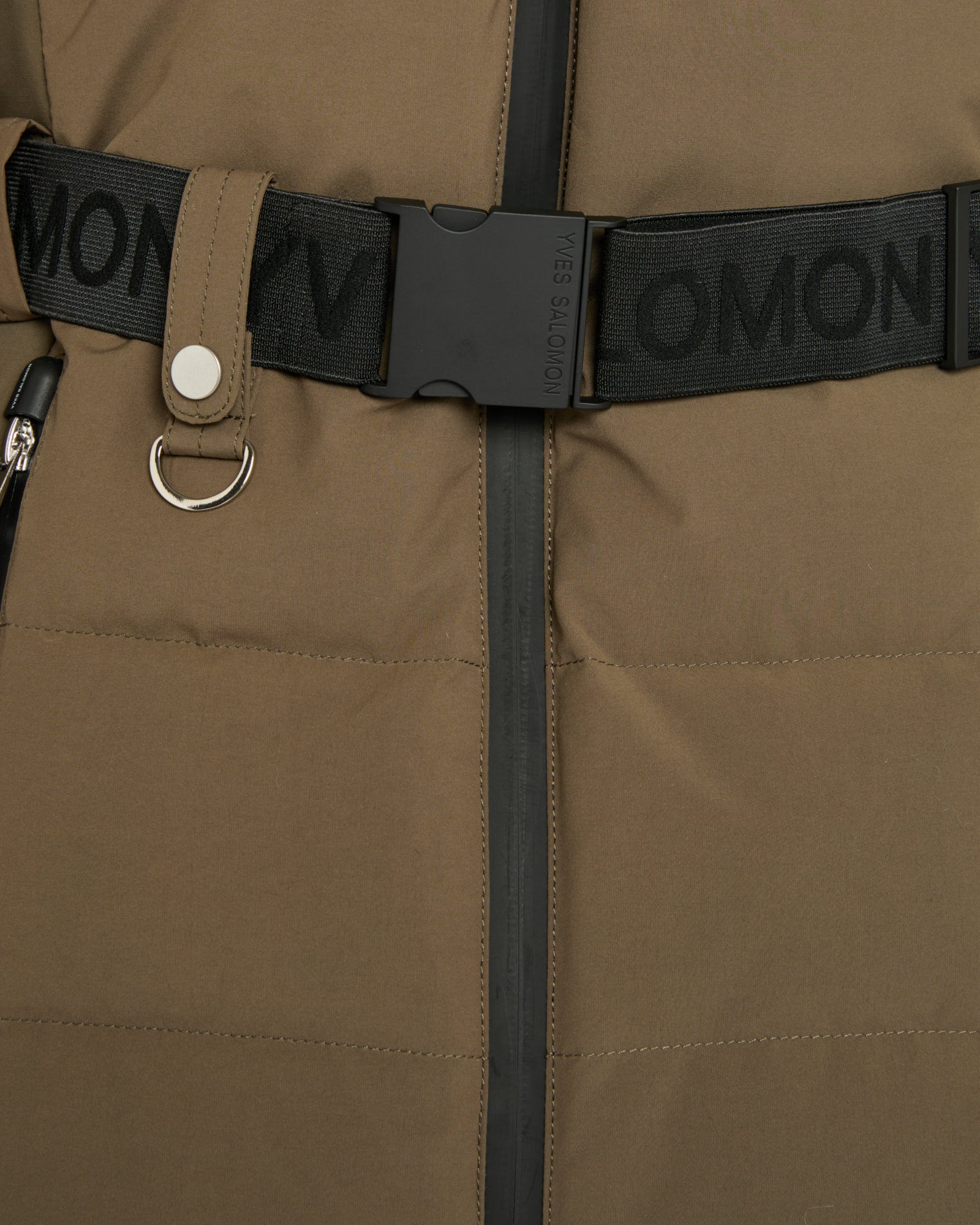 Veste de ski ceinturée en mix de tissus avec fourrure de renard imperméable -Yves Salomon